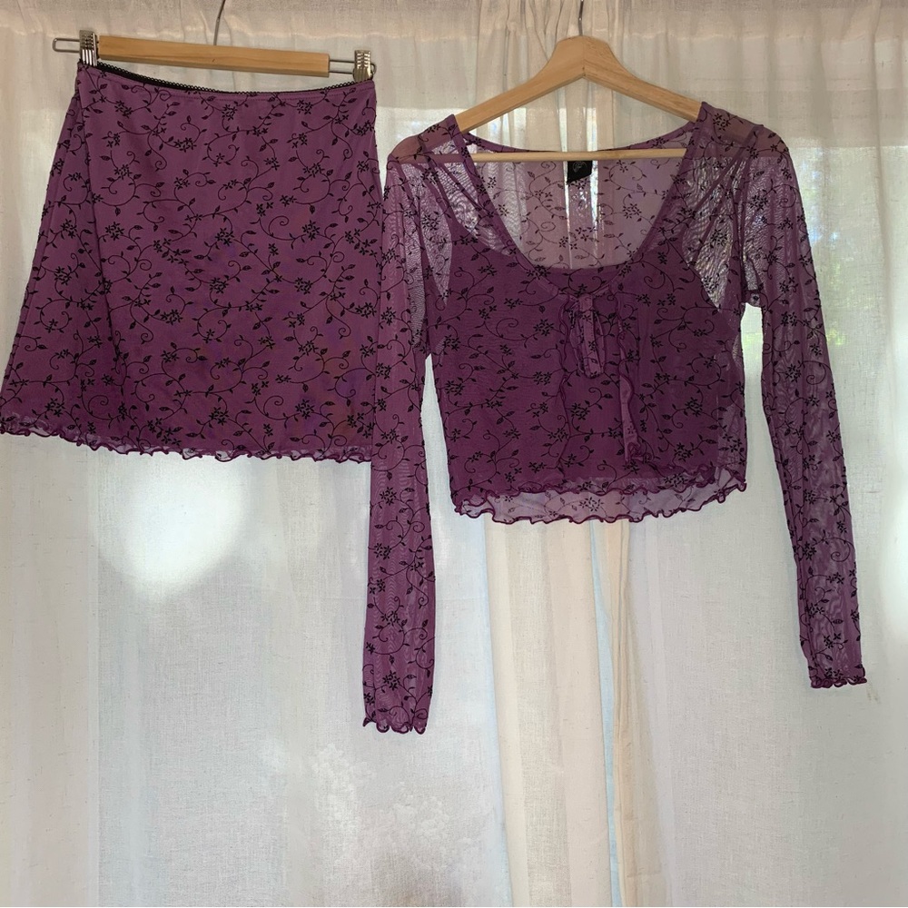 Vintage Mesh matching set skirt and cardigan
